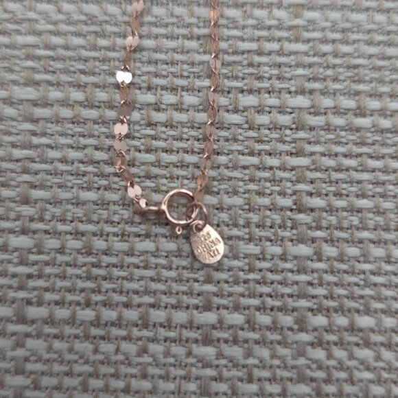 16 Inch Rose Gold Over Sterling Silver Pear Glass Gem Necklace A1631 - Picture 4 of 6